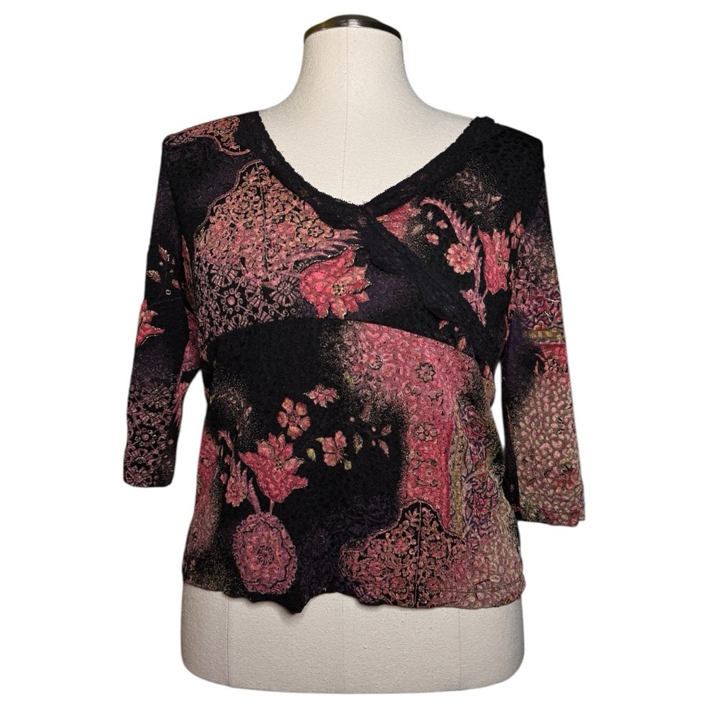 West End Multicolor V-Neck Whimsigoth Y2k Fall Top
